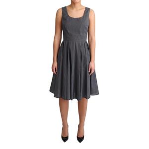 Sleeveless A-line Dress with Polka Dot Pattern