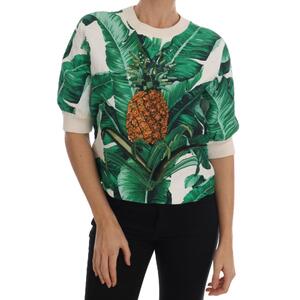 DOLCE & GABBANA Enchanted Sicily Short Sleeve Sweater with Sequined Pineapple Embroidery