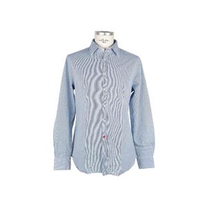 Blue Striped Cotton Shirt with Long Sleeves