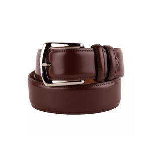 Genuine Smooth Brown Calfskin Belt with Brass Buckle