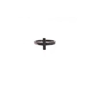 NIALAYA Sterling Silver Black CZ Ring