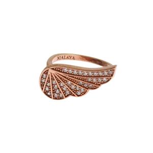 Authentic NIALAYA Ring with Pink Gold Plating and Clear CZ Crystals