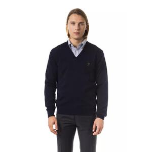 Embroidered V-neck Sweater in Extrafine Merino Wool