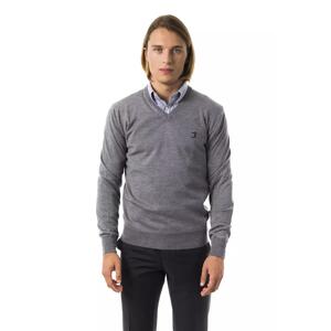 Embroidered V-neck Sweater in Extrafine Wool Merinos