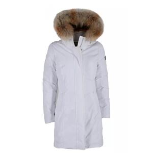 Womens Technical Fabric Jacket with Goose Down Filling and Fur Hood