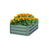 Square Galvanised Raised Garden Bed Vegetable Herb Flower Outdoor Planter Box