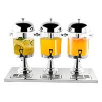 Triple Head 24L Stainless Steel Dispenser Beverage Juicer Transparent Commercial Drink Container Jug