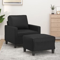 Fairmont Sofa Chair with Footstool Faux Leather