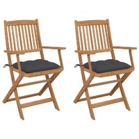 Folding Garden Chairs with Cushions Solid Wood Acacia