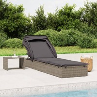 Sunbed with Foldable Roof 213x63x97 cm Poly Rattan
