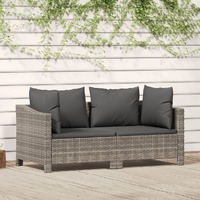 Garden Lounge Set with Cushions Grey Poly Rattan