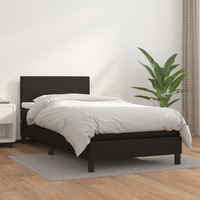 Box Spring Bed With Mattress Black 100x200 cm Faux Leather