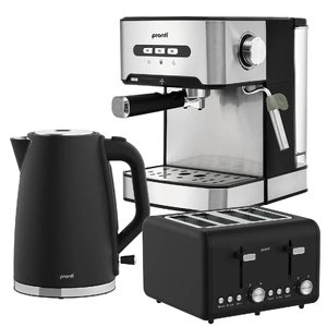 Breakfast Set with Coffee Machine, Noir Toaster & Kettle Silver