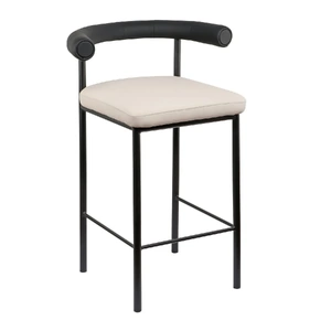 Cedric Bar Stool W High density Foam Upholstered PU Leather Sturdy Iron Frame