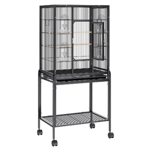 VEVOR Standing Bird Cage, Carbon Steel Flight Bird Cage for Parakeets, Cockatiels, Parrots, Macaw with Rolling Stand and Tray