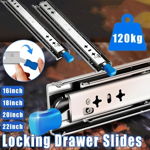 1 Pair Locking Drawer Slides Heavy Duty 120kg Runners Trailer 16 18 20 22 Inch