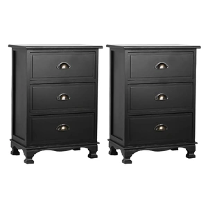 Artiss 2x Bedside Table 3 Drawers Vintage