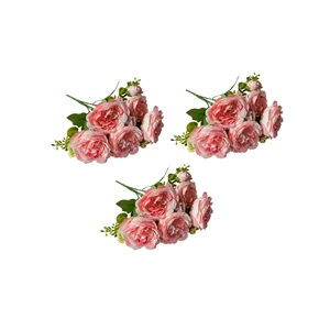 Artificial Rose Bunch – 31cm (Set of 3 Stems, 4 Flowers Each)