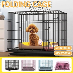 Metal Dog Crate Pet Cage with Divider for Puppies Cats Kennel Indoor Pet House