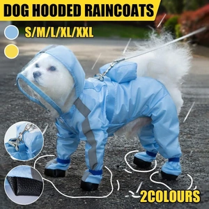 Waterproof Dog Raincoat with Feet Full Coverage Pet Rainy Clothes for Small Dogs - Blue