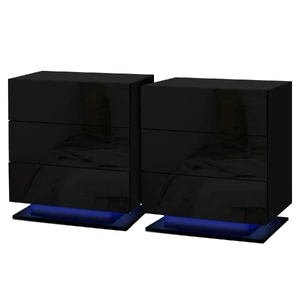 Artiss 2x Bedside Table LED 3 Drawers