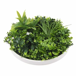 Slimline Flowering White Artificial Green Wall Disc UV Resistant 100cm
