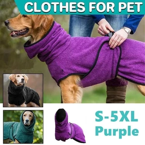 Dog Puppy HoodiesJacket Solid Coat Pet Winter Soft Warm Clothes S-5XL Purple