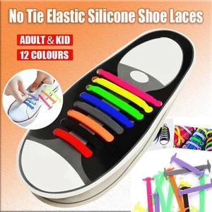 No Tie Elastic Silicone Shoe Laces 16PCS Shoelaces for Sneakers and Runners