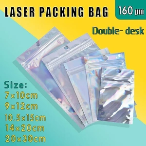 100/200X Iridescent Zip Bags for Food Storage & Holographic Makeup Pouch