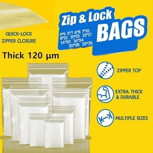 10/100PCS Thick Resealable Ziplock Bags in 12 Sizes Zip Lock Plastic Bags