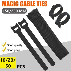 10/20/50PCS Reusable Hook and Loop Cable Ties Nylon Wire Cord Strap Organizer