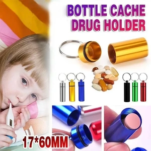Aluminum Pill Box Case Bottle Cache Drug Holder Keychain Container Waterproof