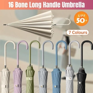 Large 16 Bone Automatic Umbrella Unisex Long Handle Dual Use Rain Sun Umbrella