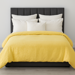 100% Cotton Muslin Duvet Quilt Cover Set w/ 2 Pillow Cases in Yellow