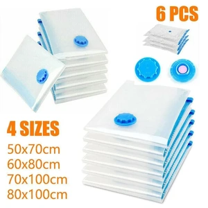 6PCS Vacuum Storage Bags Clothes Space Saver Organiser Seal Bags 4 Sizes