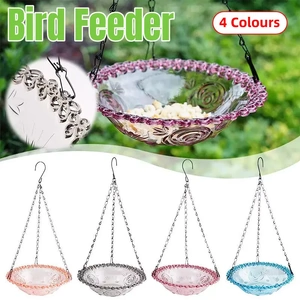 Balcony Bird Feeder Hanging Rail Mount Outdoor Suspended Feeding Station Garden