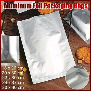Silver Open Top Aluminum Foil Packaging Bags Heat Seal Vacuum Food Pouches