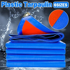 Waterproof Plastic Tarp Cover Heavy Duty Ground Sheet Rainproof Dustproof Blue