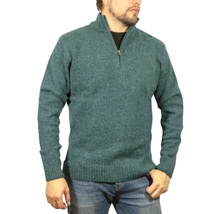 100% SHETLAND WOOL Half Zip Up Knit JUMPER Pullover Mens Sweater Knitted - (32)