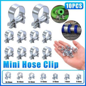 10pcs Galvanized Iron Fuel Hose Clamps For Automobile Air Pipe Secure Grip