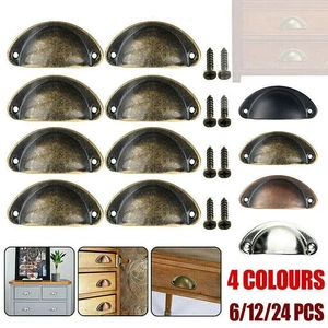6X Cupboard Door Cabinet Cup Drawer Furniture Retro Antique Pull Shell Handle
