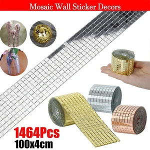 Diy Mini Mosaic Tiles Self-Adhesive Square Mirror Glass Wall Sticker Decors