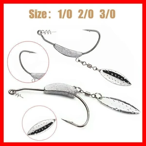Weedless Jighead Hook Swimbait Worm Fishing Lure Wide Gap Single Barbed Spinner