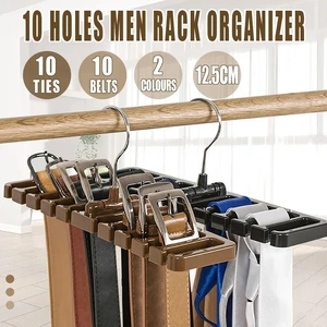 10 Slot Tie and Belt Hanger for Wardrobe Mens Closet Rack Organiser Hook