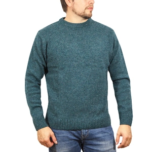 100% SHETLAND WOOL CREW Round Neck Knit JUMPER Pullover Mens Sweater Knitted - (32)