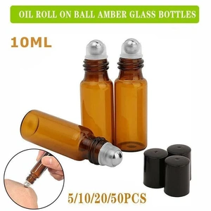 10Ml Roller Rollerball Perfume Essential Oil Roll On Ball Amber Glass Bottle