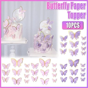 10Pcs Butterfly Paper Toppers Happy Birthday Cake & Festival Theme Decor