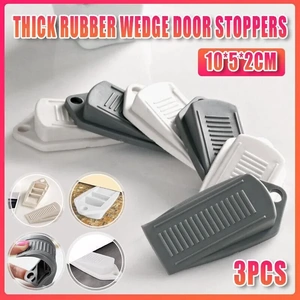 3Pcs Thick Rubber Wedge Door Stoppers Floor Carpet Heavy Duty Door Stop Security