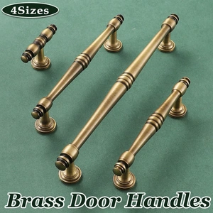 4 Sizes Brass Handles Vintage Cabinet Drawer Pulls for Wardrobe Door Furniture