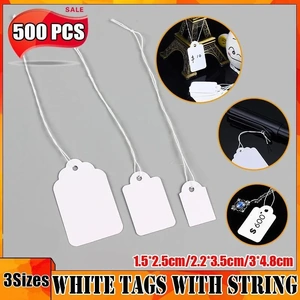 500PCS White Strung Tags Labels Retail Luggage Jewelry price tags with string